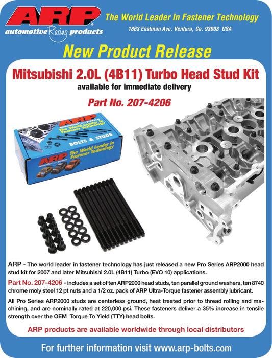 ARP 207-4206 Head Stud Kit for Mitsubishi 2.0L (4B11) turbo