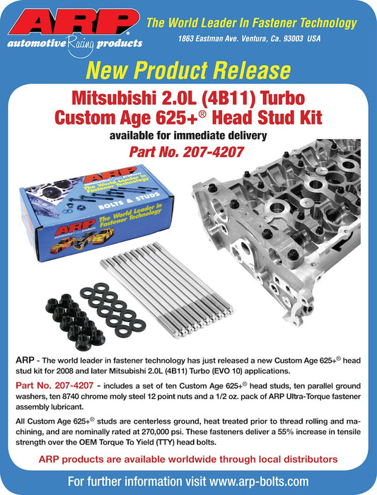 ARP 207-4207 Head Stud Kit for Mitsubishi 2.0L (4B11) Turbo 4-cylinder CA625+