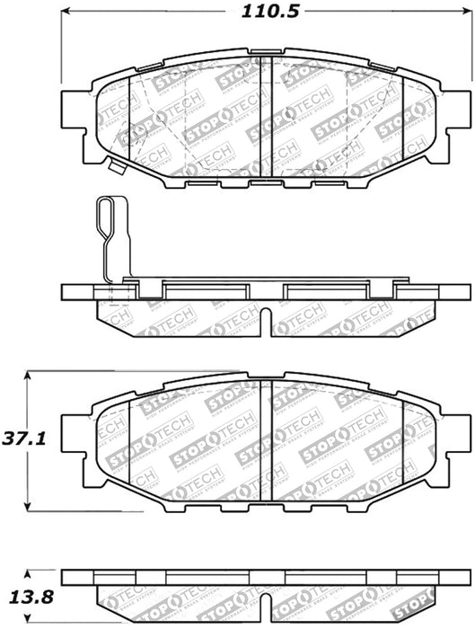 STOPTECH 309.11140 Rear Sport Brake Pads with Shims & Hardware SCION/SUBARU BRZ/Crosstrek/Forester/FR-S 2005-2019