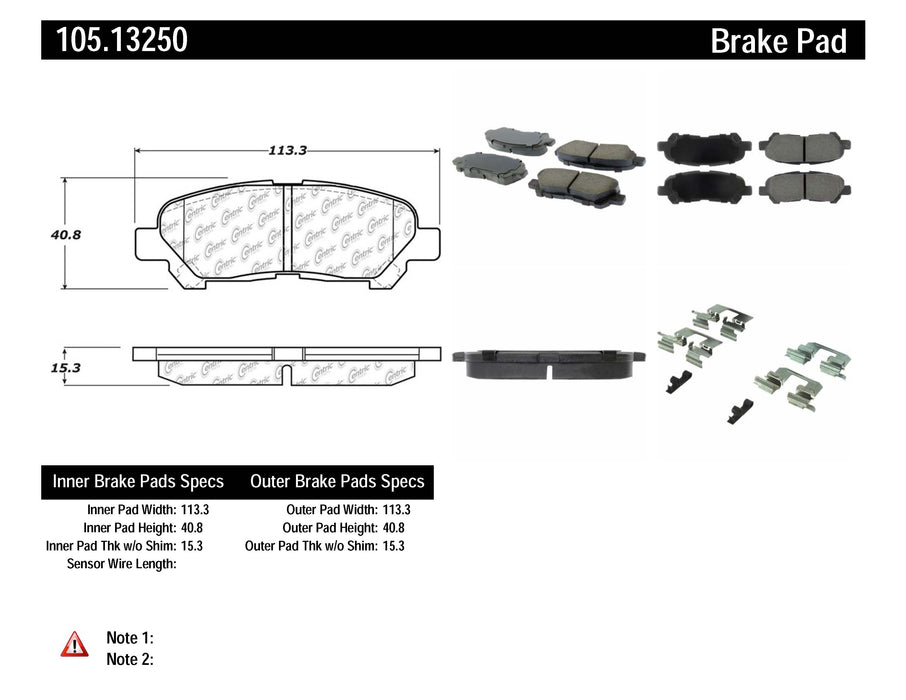 STOPTECH 105.13250 Brake pads (rear) TOYOTA Highlander 08-13