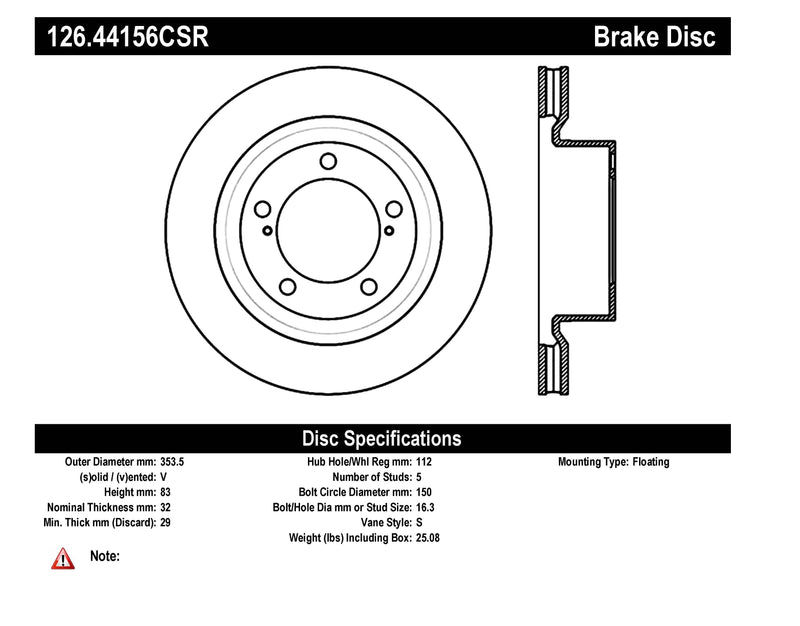 STOPTECH 126.44156CSR Front Cryo Sport Slotted Rotor Right LEXUS/TOYOTA Land Cruiser/LX570/Sequoia/Tundra 2007-2019
