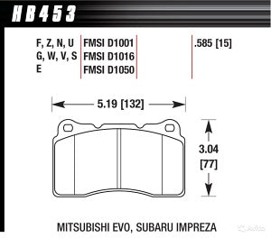HAWK HB453F.585 Front brake pads for SUBARU Impreza STI / MITSUBISHI EVO 4-X