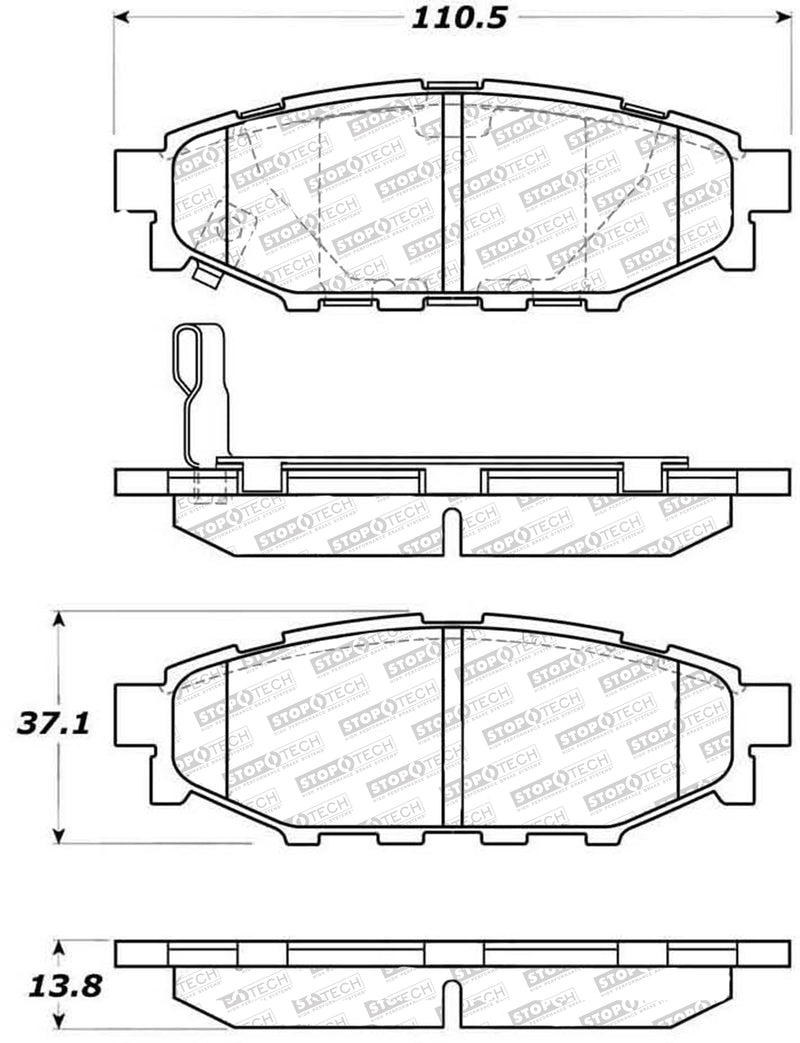 STOPTECH 305.11140 Rear Street Select Brake Pads with Hardware SCION/SUBARU BRZ/Crosstrek/Forester/FR-S 2005-2019