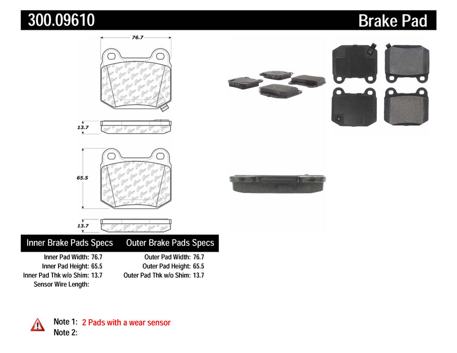 STOPTECH 300.09610 Centric Brake pads (rear) MITSUBISHI EVO 03-06, SUBARU STI 04-09