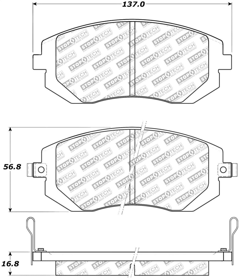 STOPTECH 305.09290 Front Street Select Brake Pads with Hardware SAAB/SUBARU 9-2X/Baja/Forester/Impreza 2001-2015