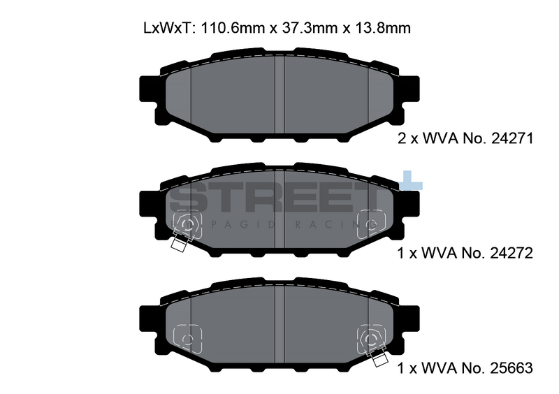 PAGID T8065SP2001 Rear brake pads STREET+ SUBARU BRZ / TOYOTA GT 86 / SUBARU Impreza