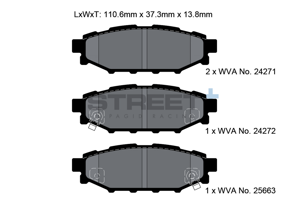 PAGID T8065SP2001 Rear brake pads STREET+ SUBARU BRZ / TOYOTA GT 86 / SUBARU Impreza