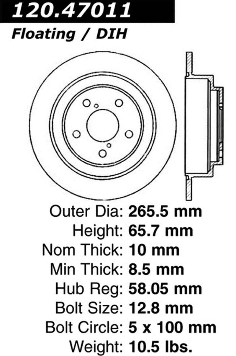 STOPTECH 120.47011 Brake disc (rear) SUBARU Models (inc. 2002-2005 WRX) (26610mm)