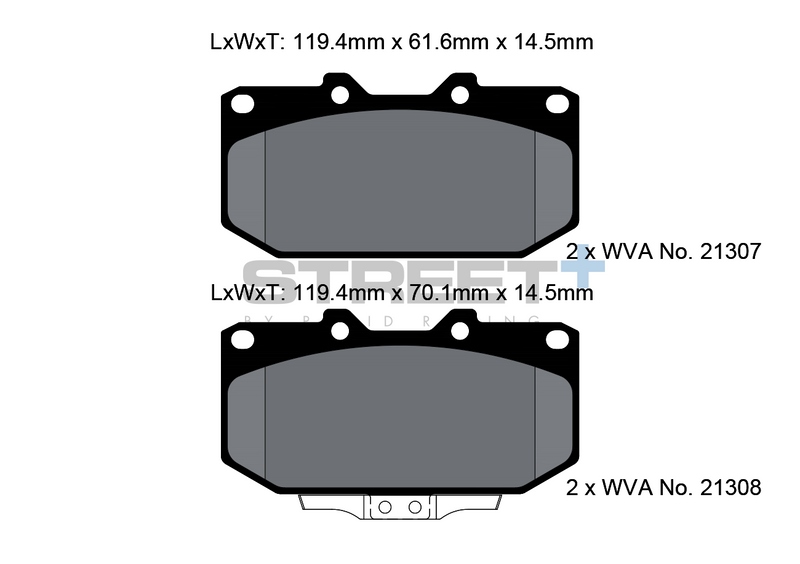 PAGID T8154SP2001 Front brake pads STREET+ SUBARU Impreza (GD, GG) / NISSAN Silvia(S15)/300ZX (Z32)