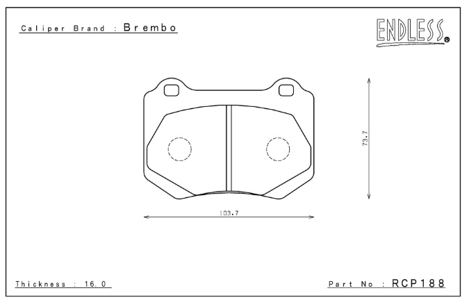 ENDLESS RCP188MX72 Rear brake pads SUBARU Impreza STI Brembo caliper