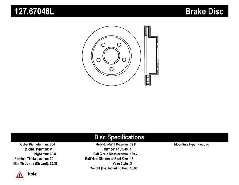STOPTECH 127.44157L Rear Sport Drilled & Slotted Rotor Left LEXUS/TOYOTA Land Cruiser/LX570/Sequoia/Tundra 2007-2019