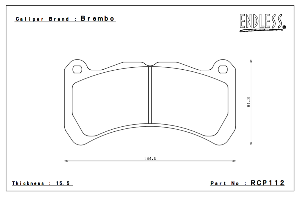 ENDLESS RCP112MA45B Brake pads 15,5mm SUBARU GDB RA-R Brembo caliper